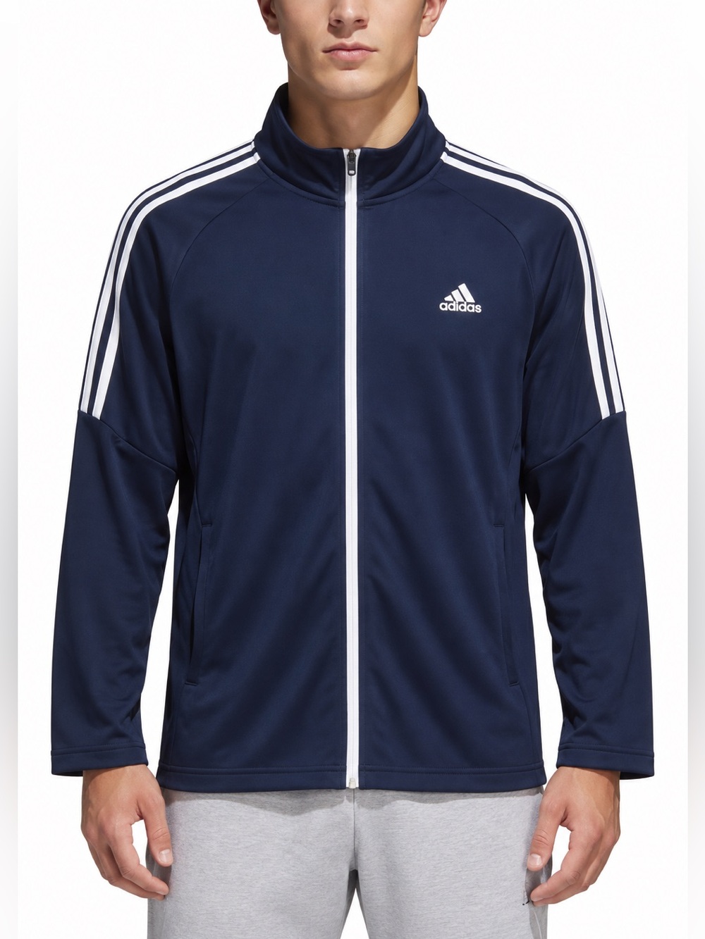 adidas Golf Mens XL Navy Blue French Terry Full Zip Track Jacket Athletic Coat